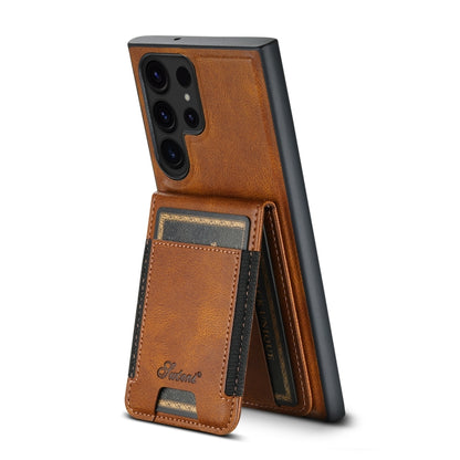 For Samsung Galaxy S23 Ultra 5G Suteni H17 Oil Eax Leather Detachable Wallet Phone Case(Brown) - Galaxy S23 Ultra 5G Cases by Suteni | Online Shopping UK | buy2fix