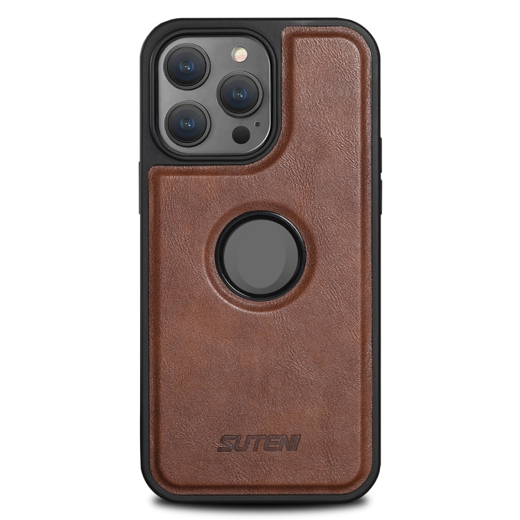 For iPhone 14 Plus Suteni G1 Magsafe Leather Back Phone Case(Brown) - iPhone 14 Plus Cases by Suteni | Online Shopping UK | buy2fix