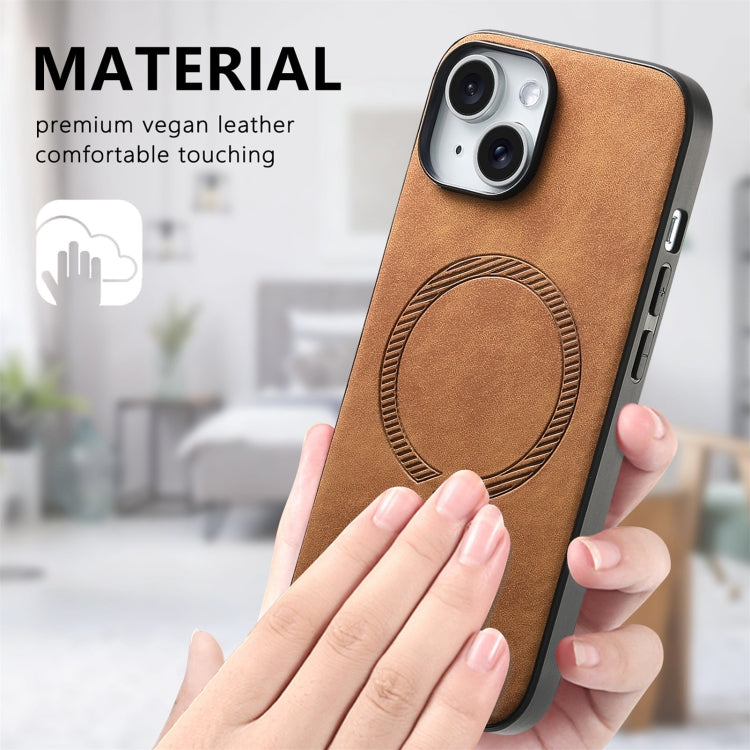 For iPhone 12 Pro Solid Color Retro Magsafe PU Back Cover Phone Case(Brown) - More iPhone Cases by buy2fix | Online Shopping UK | buy2fix