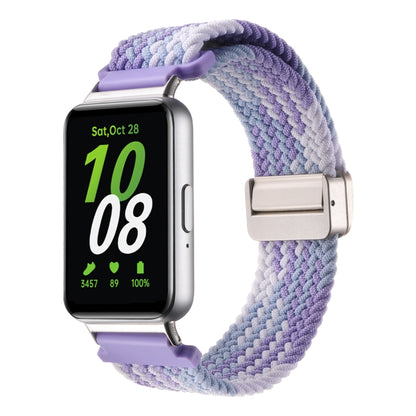 For Samsung Galaxy Fit3 Magnetic Buckle Nylon Braid Watch Band(Colorful Purple) - Watch Bands by buy2fix | Online Shopping UK | buy2fix