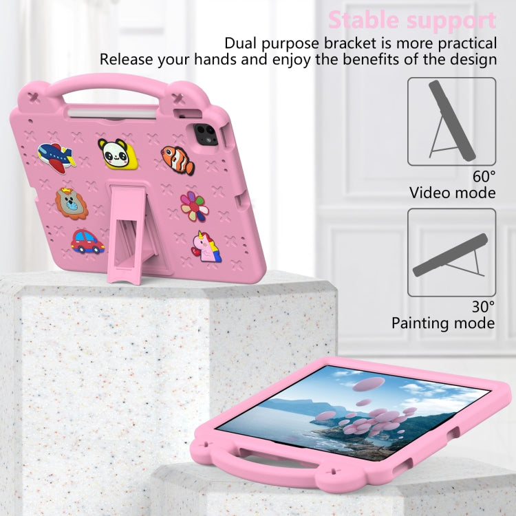 For iPad Air 13 2024 Handle Kickstand Children EVA Shockproof Tablet Case(Pink) - iPad Air 13 2024 Cases by buy2fix | Online Shopping UK | buy2fix