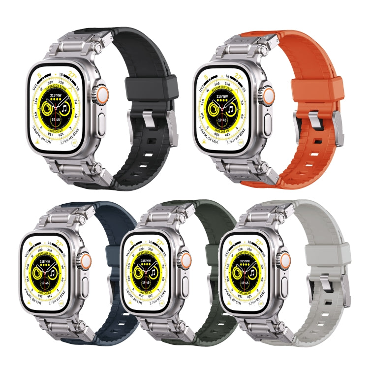 For Apple Watch Ultra 49mm Silicone Armor Mecha Head Watch Band(Orange) - Watch Bands by buy2fix | Online Shopping UK | buy2fix