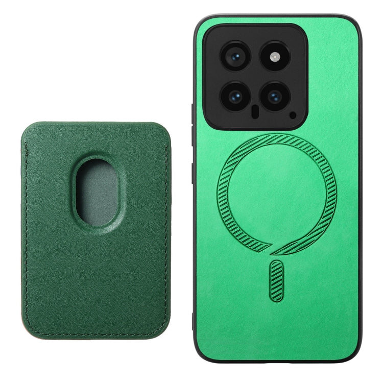 For Xiaomi Redmi K70 / K70 Pro 5G Retro Magsafe Card Bag PU Back Cover Phone Case(Green) - K70 Pro Cases by buy2fix | Online Shopping UK | buy2fix