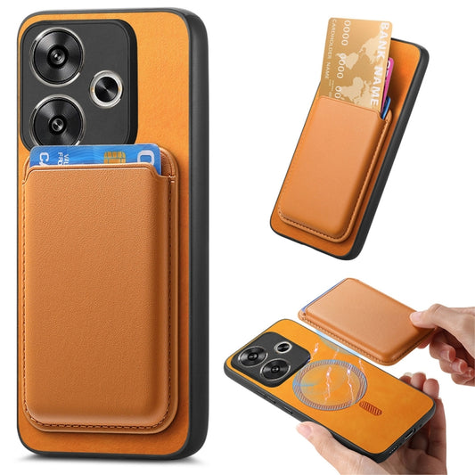 For Xiaomi Redmi Turbo 3 5G Retro Magsafe Card Bag PU Back Cover Phone Case(Yellow) - Xiaomi Cases by buy2fix | Online Shopping UK | buy2fix
