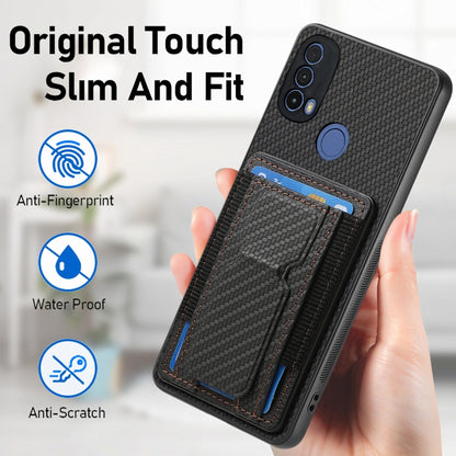For Motorola Moto G Stylus 5G 2024 Carbon Fiber Fold Stand Elastic Card Bag Phone Case(Black) - Motorola Cases by buy2fix | Online Shopping UK | buy2fix