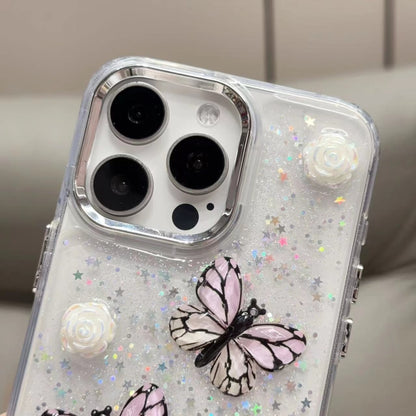 For iPhone 16 Glitter 3D Butterfly TPU Phone Case(Gold) - iPhone 16 Cases by buy2fix | Online Shopping UK | buy2fix