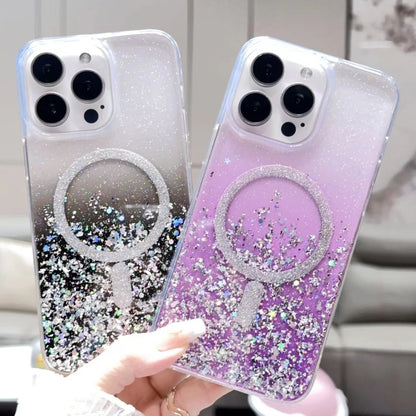 For iPhone  11 Gradient Glitter MagSafe PC Hybrid TPU Phone Case(Gradient Silver) - iPhone 11 Cases by buy2fix | Online Shopping UK | buy2fix