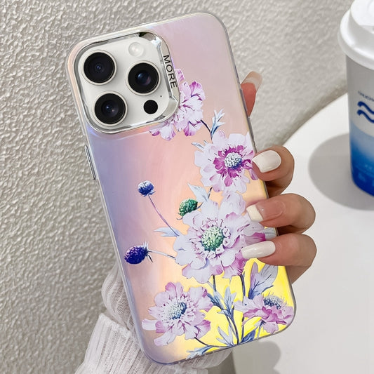 For iPhone 16 Pro Max Electroplating Laser Flower Texture TPU Phone Case(Zinnia AH9) - iPhone 16 Pro Max Cases by buy2fix | Online Shopping UK | buy2fix