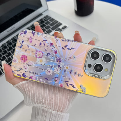 For iPhone 16 Pro Max Electroplating Laser Flower Texture TPU Phone Case(Plum Blossom AH18) - iPhone 16 Pro Max Cases by buy2fix | Online Shopping UK | buy2fix