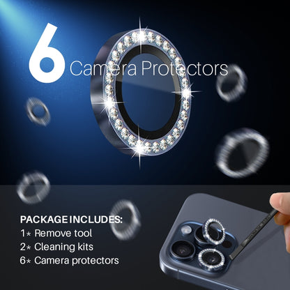 For iPhone 15 Pro / 15 Pro Max NORTHJO 2 Set 6Pcs Camera Lens Protector Diamond Metal Ring Film(Blue) - iPhone 15 Pro Max Tempered Glass by NORTHJO | Online Shopping UK | buy2fix