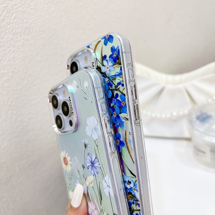 For iPhone 16 Pro Electroplating Laser Flower Phone Case with Wrist Strap(Peony AH11) - iPhone 16 Pro Cases by buy2fix | Online Shopping UK | buy2fix