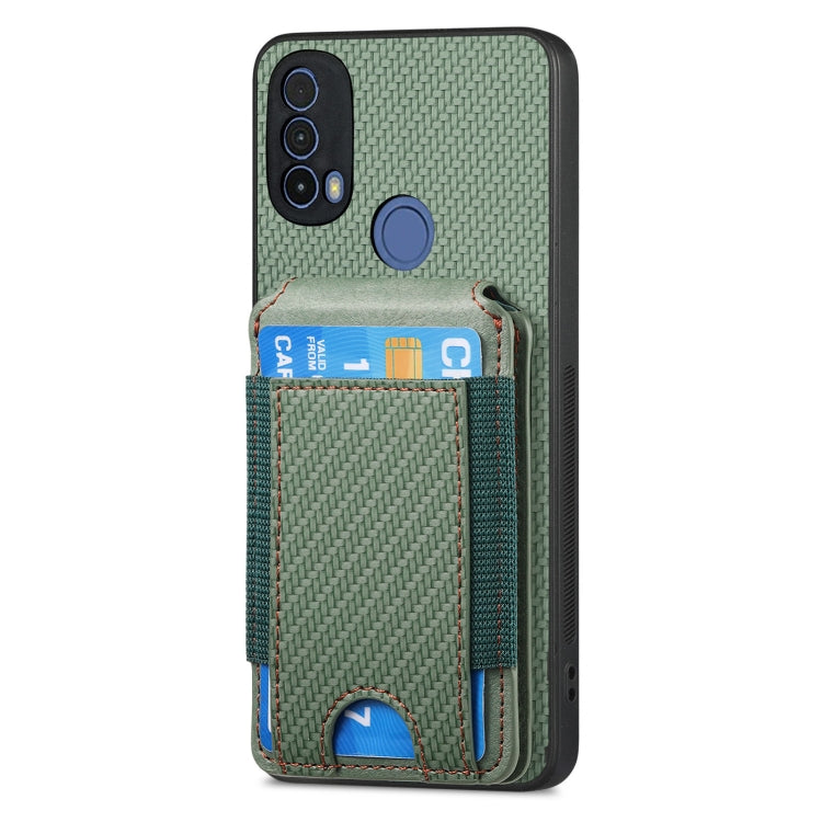 For Motorola Moto G Play 2024  5G Carbon Fiber Vertical Flip Wallet Stand Phone Case(Green) - Motorola Cases by buy2fix | Online Shopping UK | buy2fix