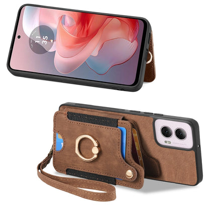 For Motorola G Power 5G 2024 Retro Skin-feel Ring Multi-card RFID Wallet Phone Case(Brown) - Motorola Cases by buy2fix | Online Shopping UK | buy2fix