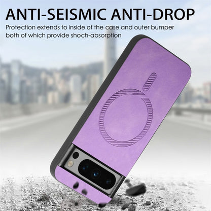 For Google Pixel 9 / 9 Pro Retro Magsafe Magnetic PU Back Cover Phone Case(Purple) - Google Cases by buy2fix | Online Shopping UK | buy2fix