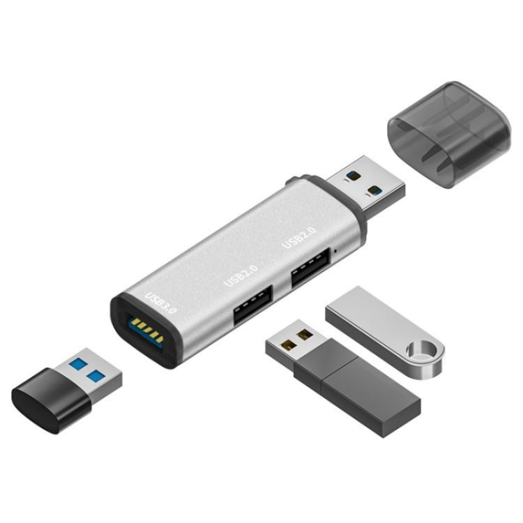 ADS-302A 3 in 1 USB to USB 3.0 / 2.0 Hub Expansion Station USB Adapter(Silver) - USB Adapter by buy2fix | Online Shopping UK | buy2fix