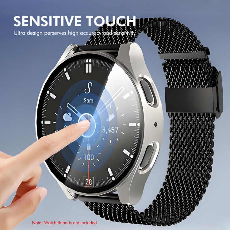 For Samsung Galaxy Watch7 44mm ENKAY Hat-Prince Full Coverage PC + Tempered Glass Film Integrated Watch Case(Silver) - Watch Cases by ENKAY | Online Shopping UK | buy2fix