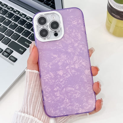 For iPhone 16 Pro Plating Glitter Texture TPU Phone Case with Lens Film(Purple Shell Pattern) - iPhone 16 Pro Cases by buy2fix | Online Shopping UK | buy2fix