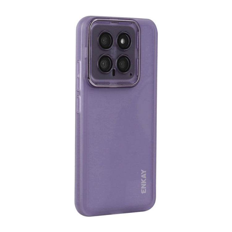 For Xiaomi 14 ENKAY Hat-Prince Translucent Matte TPU Phone Case with Lens Film(Purple) - 14 Cases by ENKAY | Online Shopping UK | buy2fix