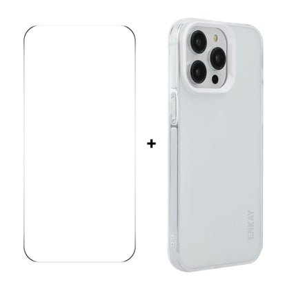 For iPhone 16 Pro ENKAY Hat-Prince Translucent Matte TPU Phone Case + 9H Big Arc Edge Film(White) - iPhone 16 Pro Cases by ENKAY | Online Shopping UK | buy2fix