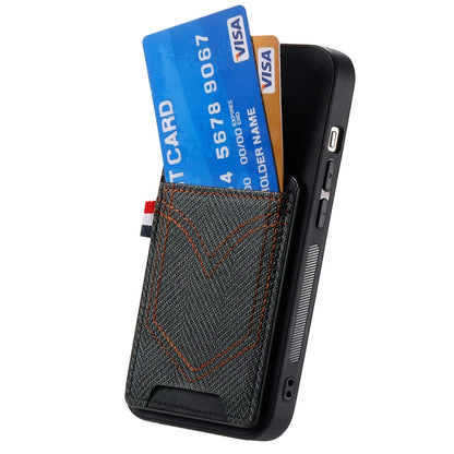 For iPhone 16 Pro Max Denim Texture Leather Skin Phone Case with Card Slot(Black) - iPhone 16 Pro Max Cases by buy2fix | Online Shopping UK | buy2fix