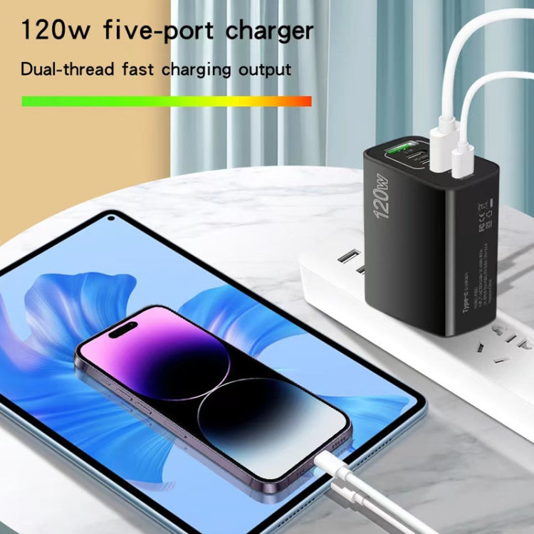 120W 3 PD Type-C Dual USB Multi Port Charger for Mobile Phones, EU Plug(WHite) - USB Charger by buy2fix | Online Shopping UK | buy2fix