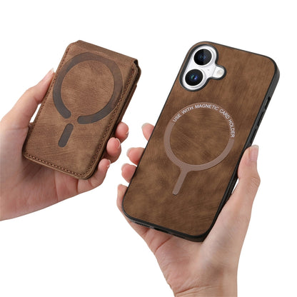 For iPhone 16 Retro Splitable Magnetic Stand Card Bag Leather Phone Case(Brown) - iPhone 16 Cases by buy2fix | Online Shopping UK | buy2fix