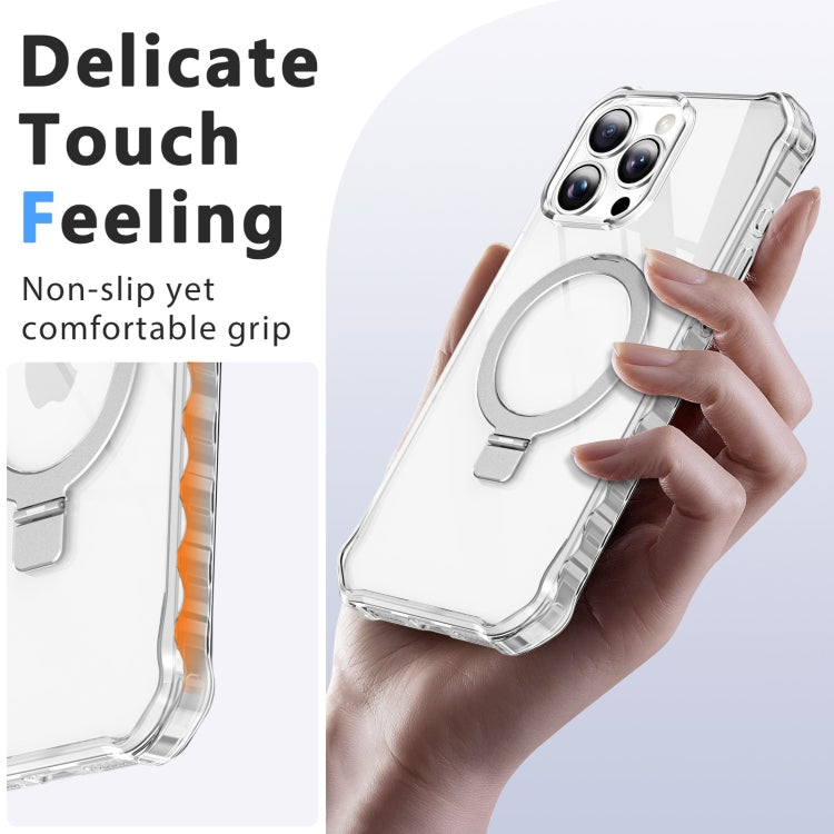 For iPhone 16 Pro Max Clear Wave MagSafe Holder Phone Case(Transparent) - More iPhone Cases by buy2fix | Online Shopping UK | buy2fix