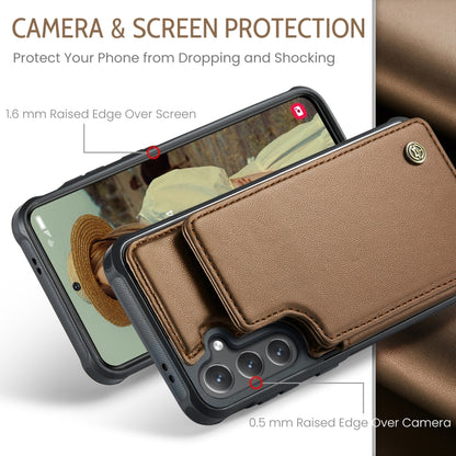 For Samsung Galaxy S24 FE 5G CaseMe C22 Card Slots Holder RFID Anti-theft Phone Case(Brown) - Galaxy S24 FE 5G Cases by CaseMe | Online Shopping UK | buy2fix