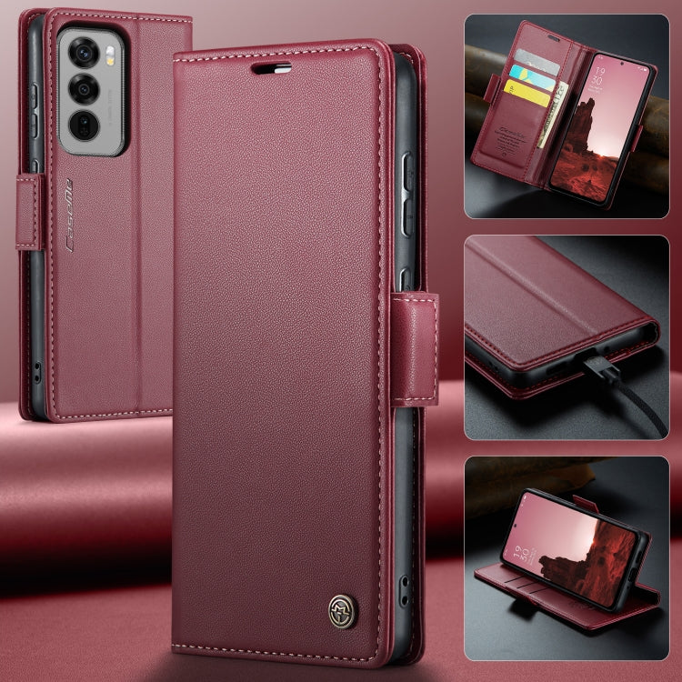 For OPPO Reno12 5G Global CaseMe 023 Butterfly Buckle Litchi Texture RFID Anti-theft Leather Phone Case(Red) - Reno12 Cases by CaseMe | Online Shopping UK | buy2fix