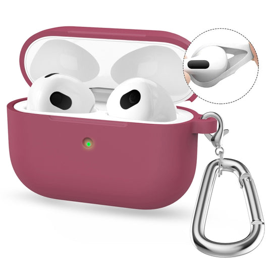 For Apple AirPods 4 2024 ENKAY Hat-Prince Thickened Silicone Case with Hook and Anti-lost Silicone Earbuds(Purplish Red) - For AirPods 4 by ENKAY | Online Shopping UK | buy2fix