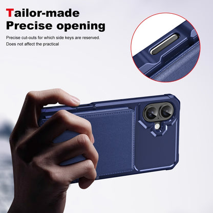 For iPhone 16 Plus ENKAY Hat-Prince Card Slot Wallet TPU Back Leather Phone Case with Lens Film(Cyan) - iPhone 16 Plus Cases by ENKAY | Online Shopping UK | buy2fix