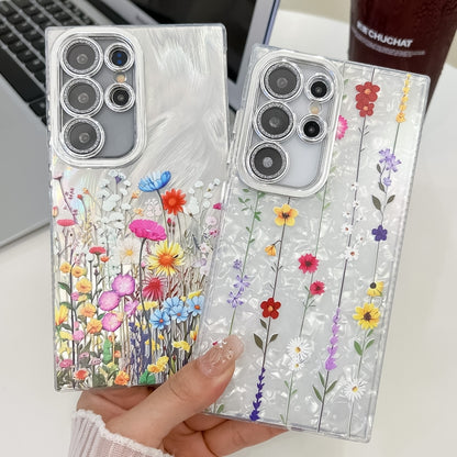 For Samsung Galaxy S25 5G Electroplating Flower Texture TPU Phone Case(Flowers SH4) - Galaxy S25 5G Cases by buy2fix | Online Shopping UK | buy2fix