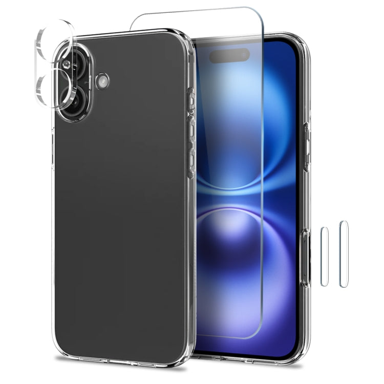 For iPhone 16 Plus NORTHJO 4 in 1 TPU Phone Case with Screen Film and Lens Film and Camera Control Button Cover(Clear) - iPhone 16 Plus Cases by NORTHJO | Online Shopping UK | buy2fix