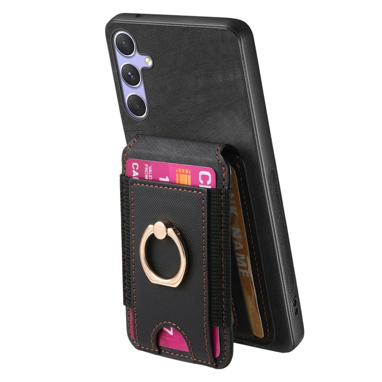 For Samsung Galaxy S25 5G Retro Splitable Magnetic Stand Card Bag Leather Phone Case(Black) - Galaxy S25 5G Cases by buy2fix | Online Shopping UK | buy2fix