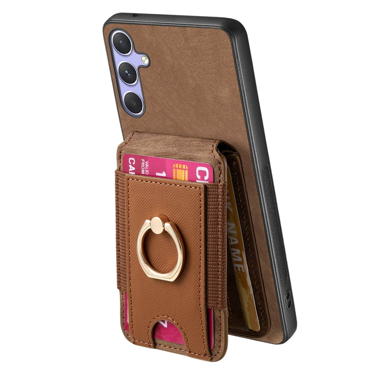 For Samsung Galaxy S25+ 5G Retro Splitable Magnetic Stand Card Bag Leather Phone Case(Brown) - Galaxy S25+ 5G Cases by buy2fix | Online Shopping UK | buy2fix