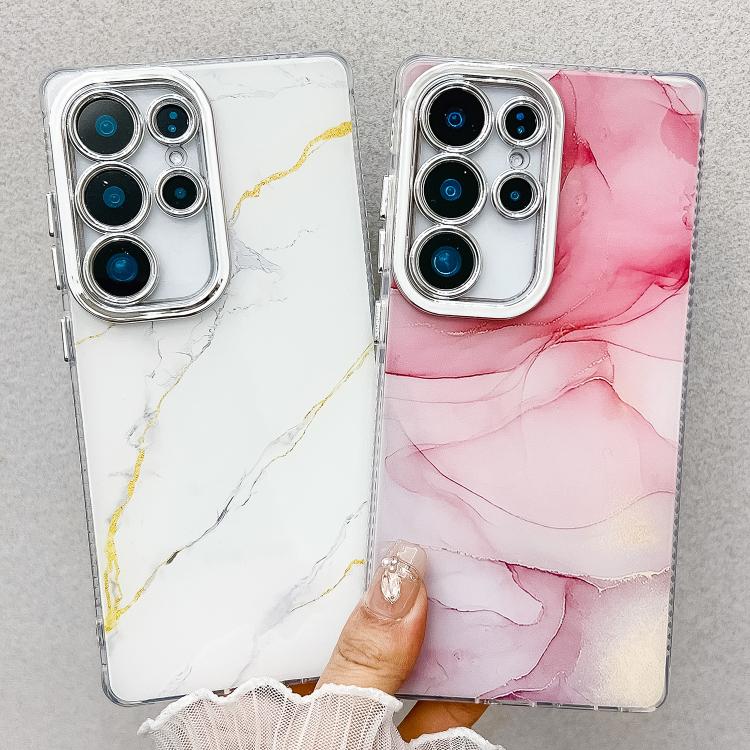 For Samsung Galaxy S25+ 5G Electroplated Marble Texture Phone Case(Red M7) - Galaxy S25+ 5G Cases by buy2fix | Online Shopping UK | buy2fix