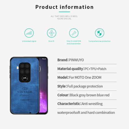 For Motorola One Zoom / One Pro PINWUYO Zun Series PC + TPU + Skin Waterproof And Anti-fall All-inclusive Protective Shell(Black) - Motorola Cases by PINWUYO | Online Shopping UK | buy2fix