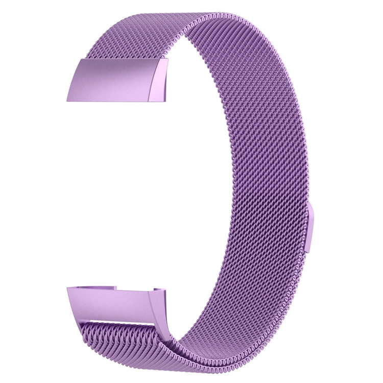 Stainless Steel Magnet Watch Band for FITBIT Charge 4 / 3, Large Size: 210x18mm(Light Purple) - Watch Bands by buy2fix | Online Shopping UK | buy2fix