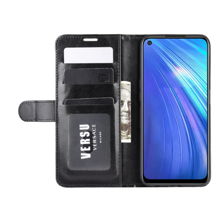 For OPPO Realme 6 R64 Texture Single Horizontal Flip Protective Case with Holder & Card Slots & Wallet& Photo Frame(Black) - Realme Cases by buy2fix | Online Shopping UK | buy2fix