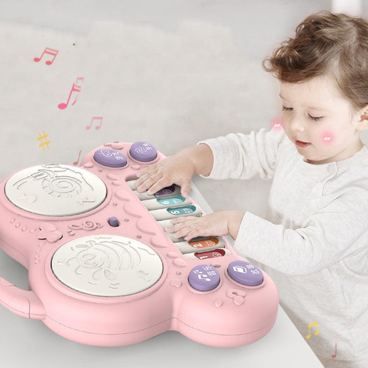 Children Multi-functional Keyboard Player Pats the Drum Light Music Puzzle Early Education Toy(Pink) - Music Toys by buy2fix | Online Shopping UK | buy2fix