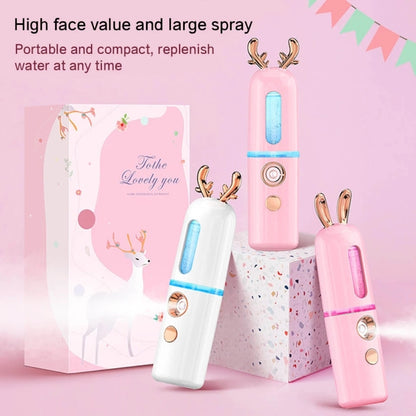 Facial Steamer Nano Spray Water Replenishing Instrument Portable Cold Spray Machine Charging Beauty Instrument Automatic Alcohol Sprayer, Style:Cute Deer(Pink) - Beauty Instrument by buy2fix | Online Shopping UK | buy2fix