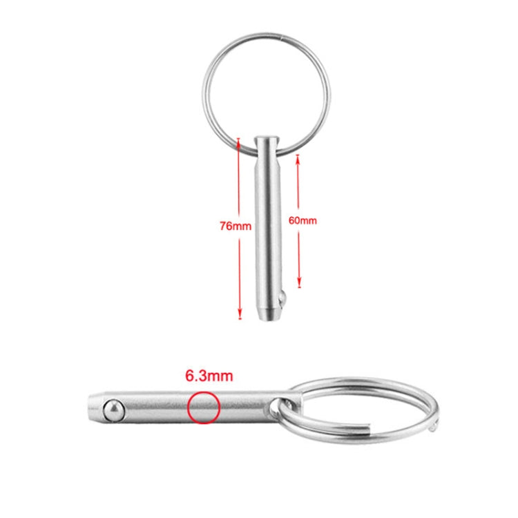 Boat Accessories 316 Stainless Steel Ball Pin Quick Release And Quick Release Safety Pin Spring Steel Ball Pin, Size: 6.3x76mm - Marine Accessories & Parts by buy2fix | Online Shopping UK | buy2fix