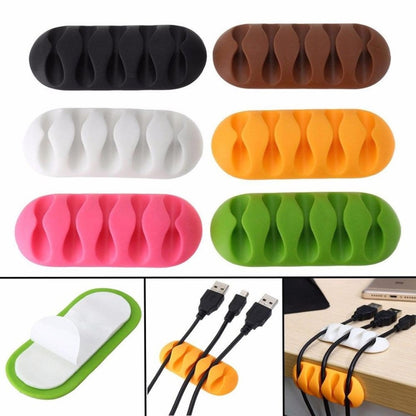 10 PCS Pasteable Five-hole TPR Wire Storage Organizer Data Cable Holder(Coffee) - Cable Organizer by buy2fix | Online Shopping UK | buy2fix