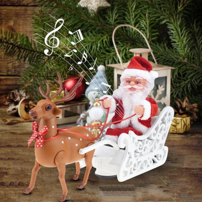 Novelty Creative Elk Sled Santa Claus Doll With Music Electric Universal Car Toy Christmas Gift - Music Toys by buy2fix | Online Shopping UK | buy2fix