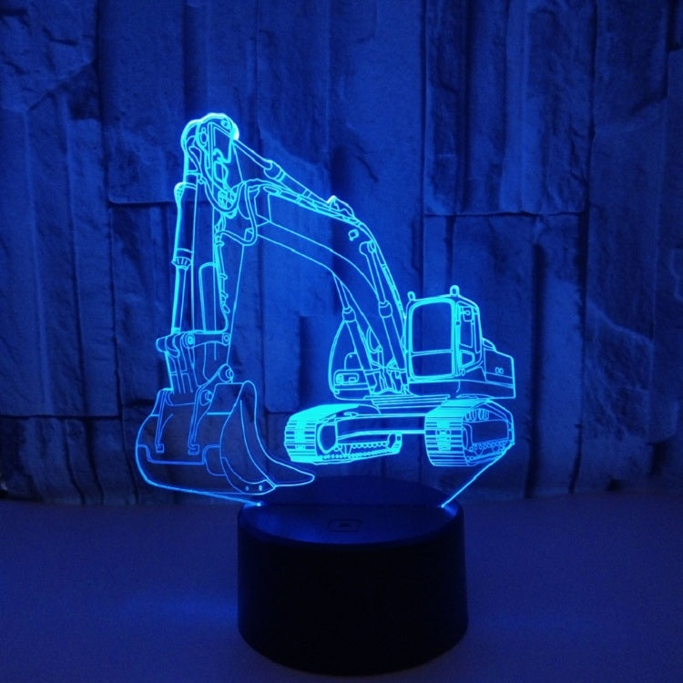 3W Excavator 3D Light Colorful Touch Control Light Creative Small Table Lamp with Black Base, Style:Touch Switch - Novelty Lighting by buy2fix | Online Shopping UK | buy2fix