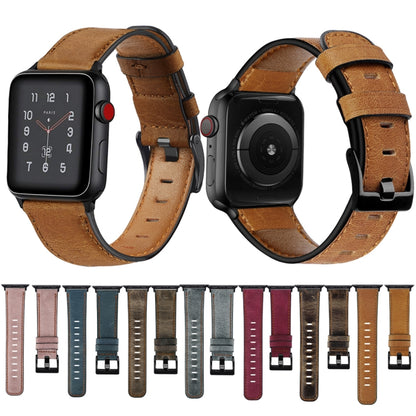 Vintage Oil Wax Cowhide Watch Band For Apple Watch Series 6&SE&5&4 40mm /3&2&1 38mm(Deep Coffee Brown) - Watch Bands by null | Online Shopping UK | buy2fix