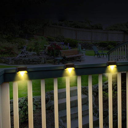 4 PCS Solar Railing Light Staircase Light Outdoor Waterproof LED Step Light Garden Decoration Landscape Light, Warm White Light(Brown) - Street Lights by buy2fix | Online Shopping UK | buy2fix