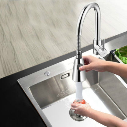Kitchen Pull-out Faucet Hot And Cold Home 304 Stainless Steel Retractable Rotating Faucet, Style:Plating 304 - Faucets & Accessories by buy2fix | Online Shopping UK | buy2fix
