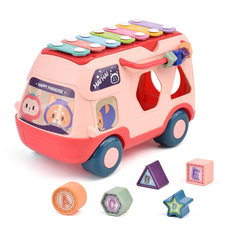 Children Multifunctional Bus Toy with Light Music Early Education Puzzle Toy(Pink) - Music Toys by buy2fix | Online Shopping UK | buy2fix