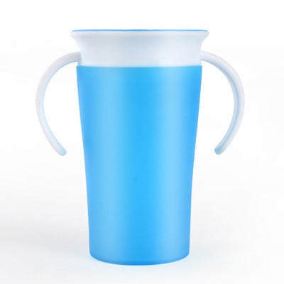 360 Degrees Rotated Baby Learning Drinking Cup With Double Handle Flip(Blue) - Cups & Silicone Nipple by buy2fix | Online Shopping UK | buy2fix